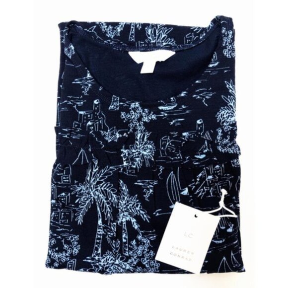 LC Lauren Conrad Women Black Blue Tropical Cold Shoulder Sundress Sz S New - Picture 4 of 8